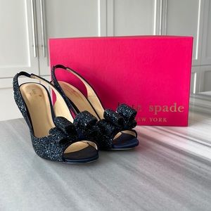 Kate spade navy glitter heels